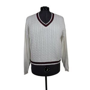 Hollister women's preppy v-neck‎ cable knit country club tennis sweater XS